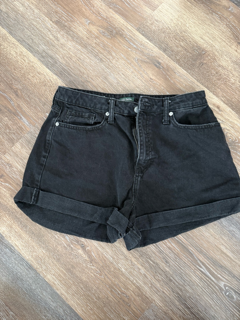 wild fable highest rise Mom Black Washed Denim Shorts